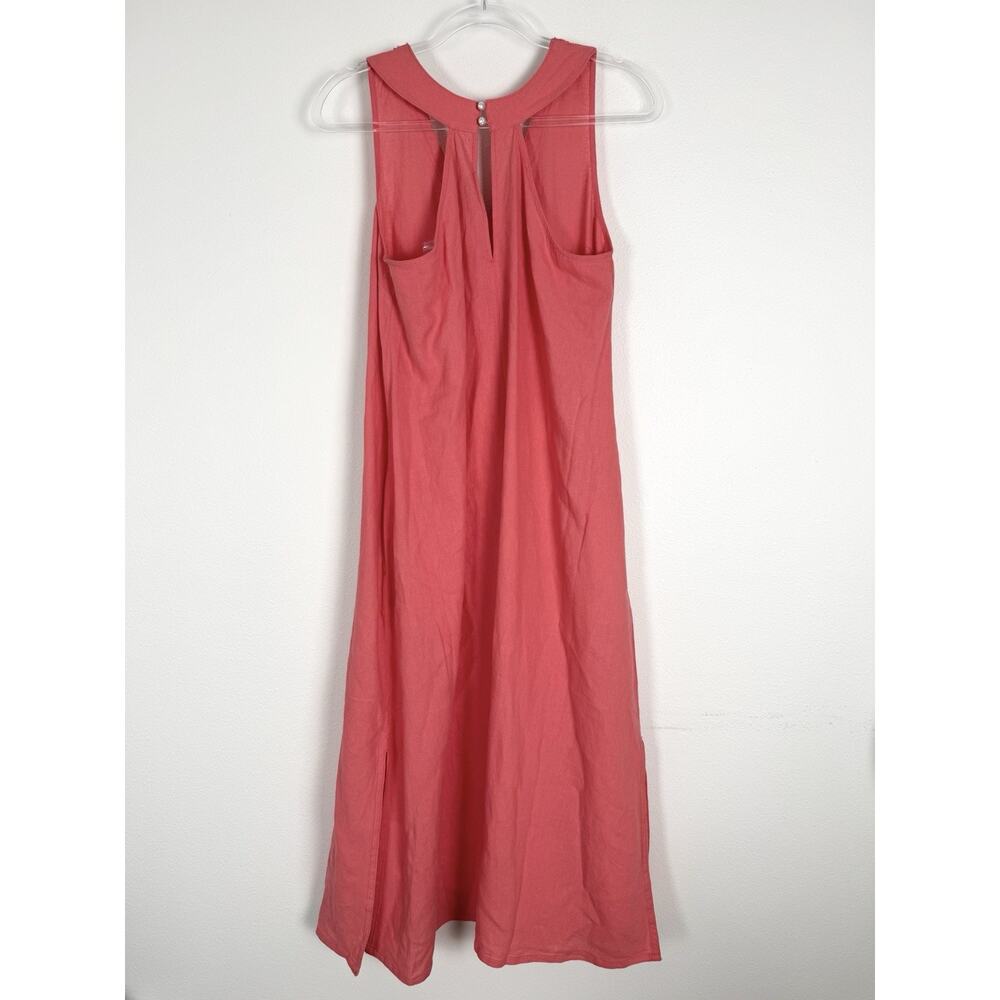 Calypso St Barth Maxi Dress Women’s Medium Linen Blend Coral Pink Beaded New - Picture 3 of 13